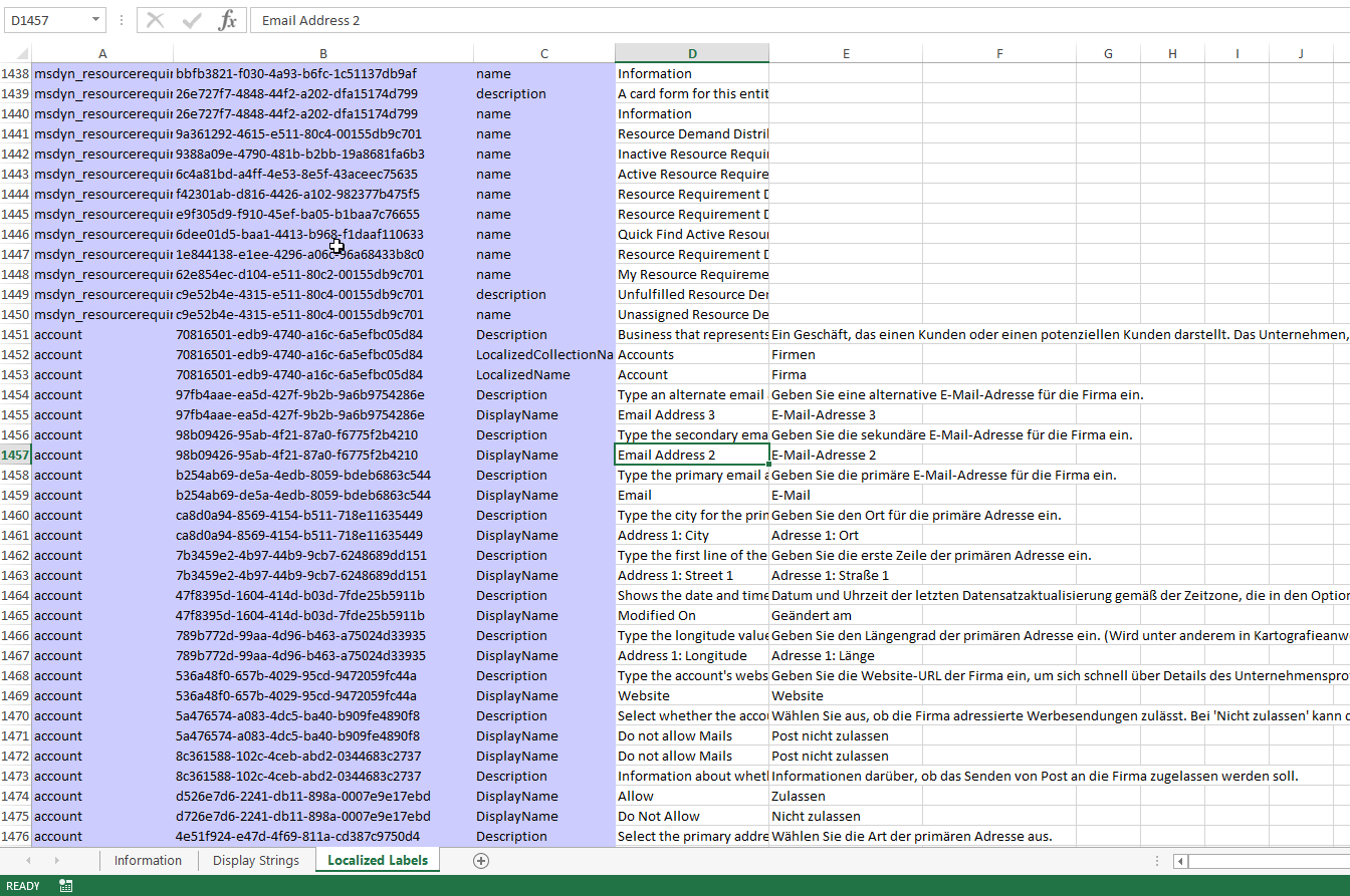 Exported Translations opened in Excel