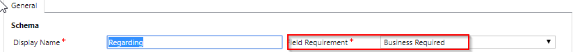Setting the field to business required