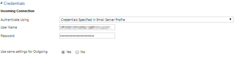 Email Server Profile (Impersonation) - Microsoft Dynamics 365