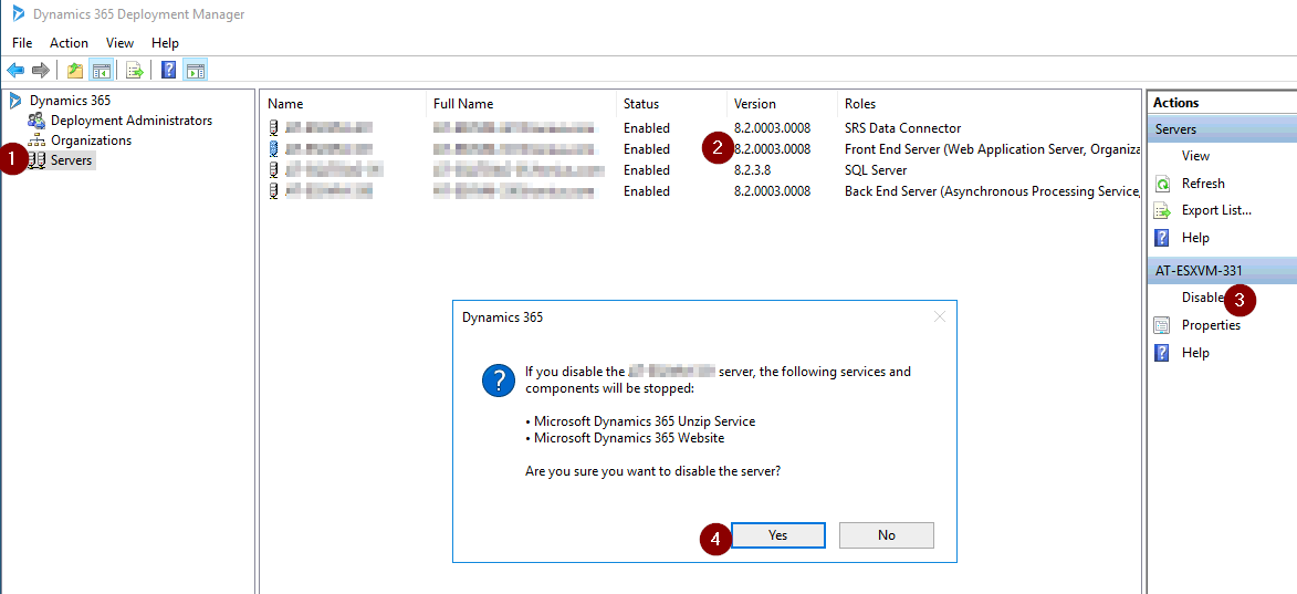 Disable server in deployment manager