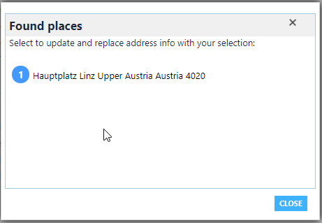 Popup windows while entering the address on the account form